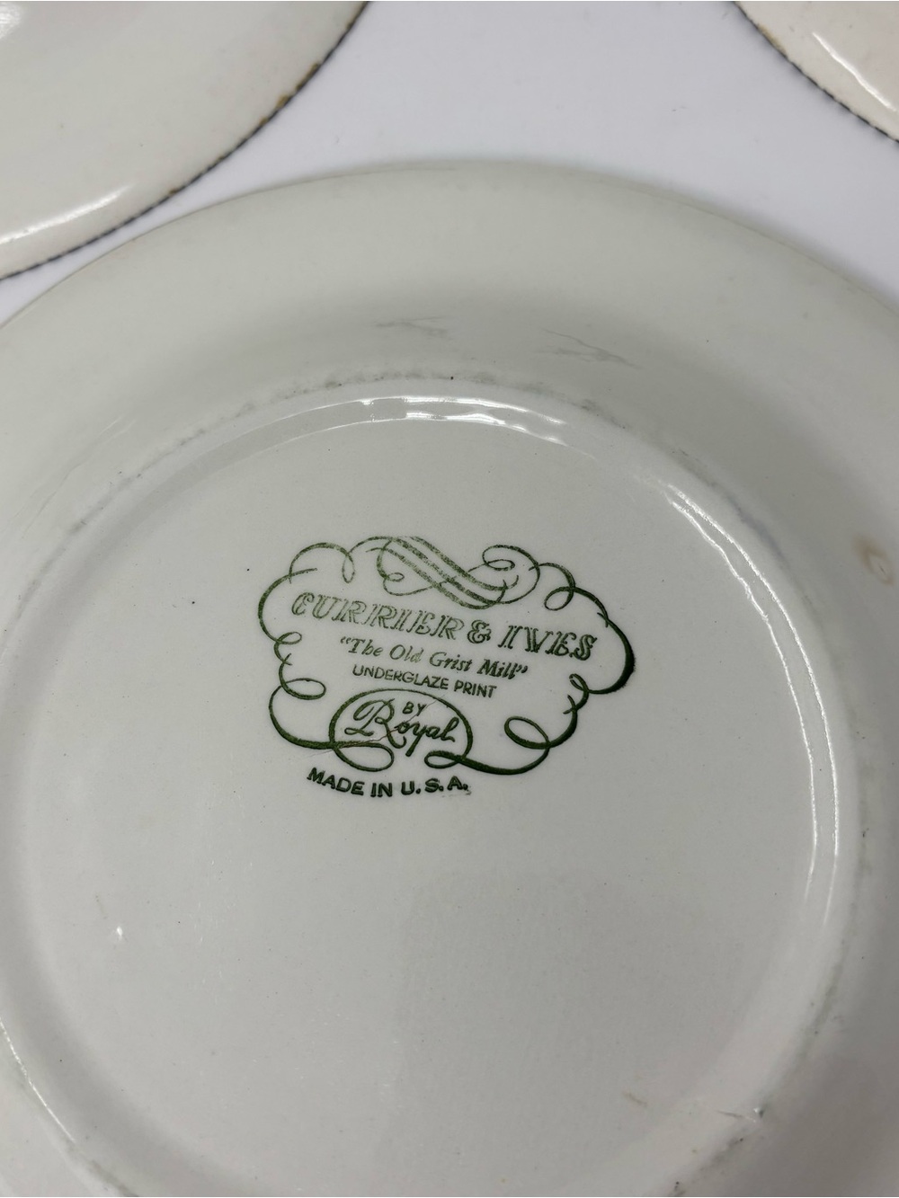 Currier & Ives Royal Blue 10" Dinner Plates Set of 3 Vintage Old Grist Mill USA - Picture 9 of 11